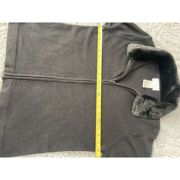 Designers Original * Full Zip Sweater Black Faux Fur Collar Women's Size Med - Picture 8 of 10